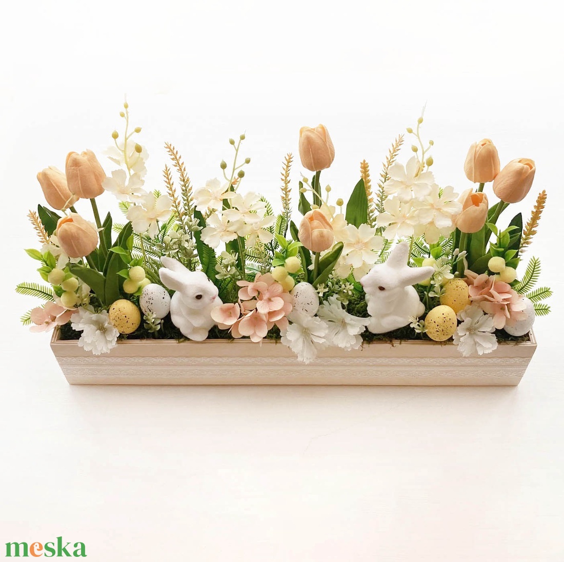 Nagy húsvéti virágláda asztaldísz - otthon & életmód - dekoráció - asztal és polc dekoráció - asztaldísz - Meska.hu