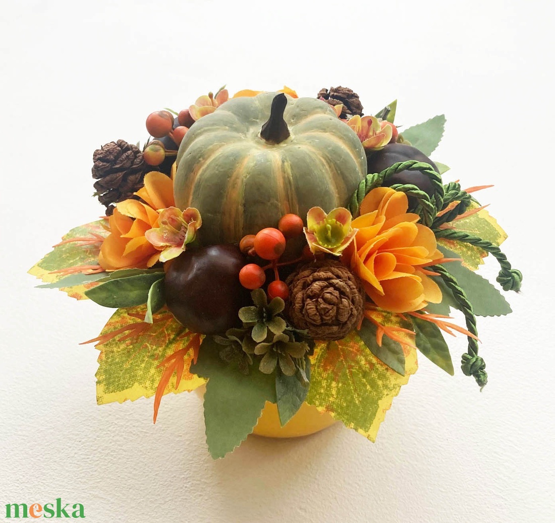 Őszi asztaldísz tökkel - otthon & életmód - dekoráció - halloween - halloweeni asztaldísz - Meska.hu