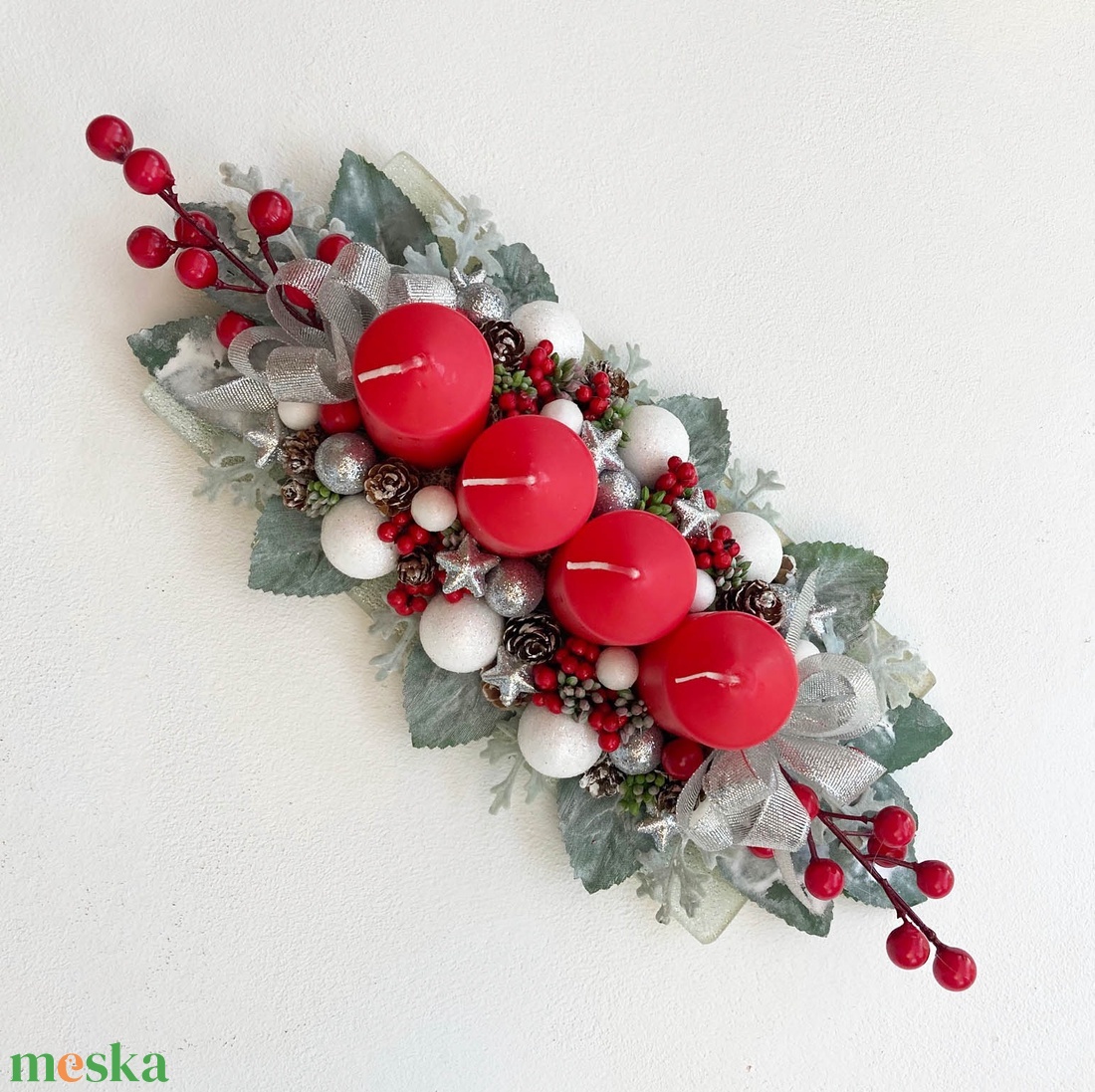 Adventi asztaldísz piros hamvas - karácsony - adventi díszek - adventi koszorú - Meska.hu Adventi asztaldísz piros hamvas - karácsony - adventi díszek - adventi koszorú - Meska.hu