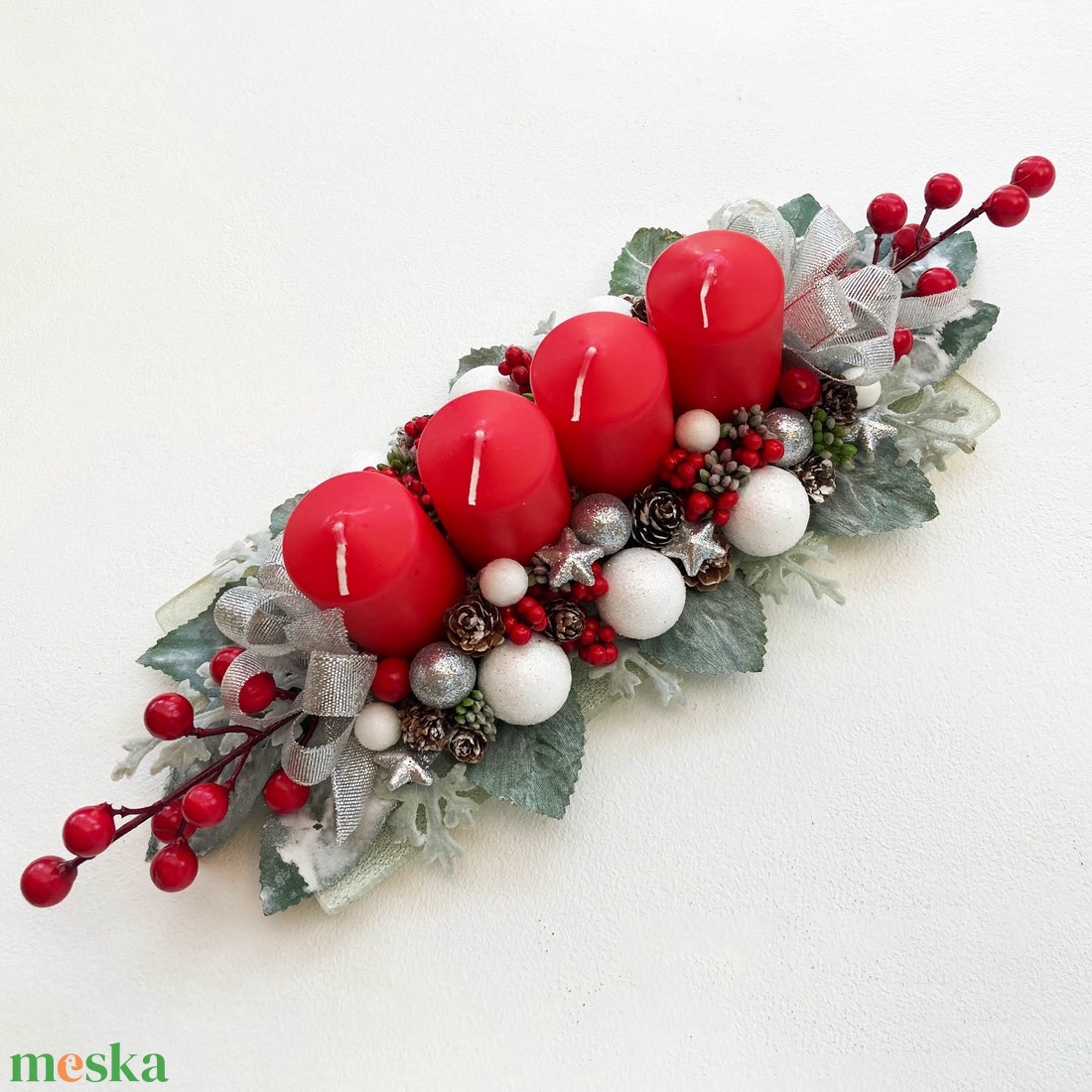 Adventi asztaldísz piros hamvas - karácsony - adventi díszek - adventi koszorú - Meska.hu Adventi asztaldísz piros hamvas - karácsony - adventi díszek - adventi koszorú - Meska.hu