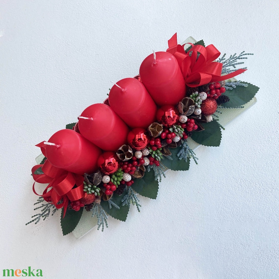 Adventi asztaldísz piros - karácsony - adventi díszek - adventi koszorú - Meska.hu Adventi asztaldísz piros - karácsony - adventi díszek - adventi koszorú - Meska.hu