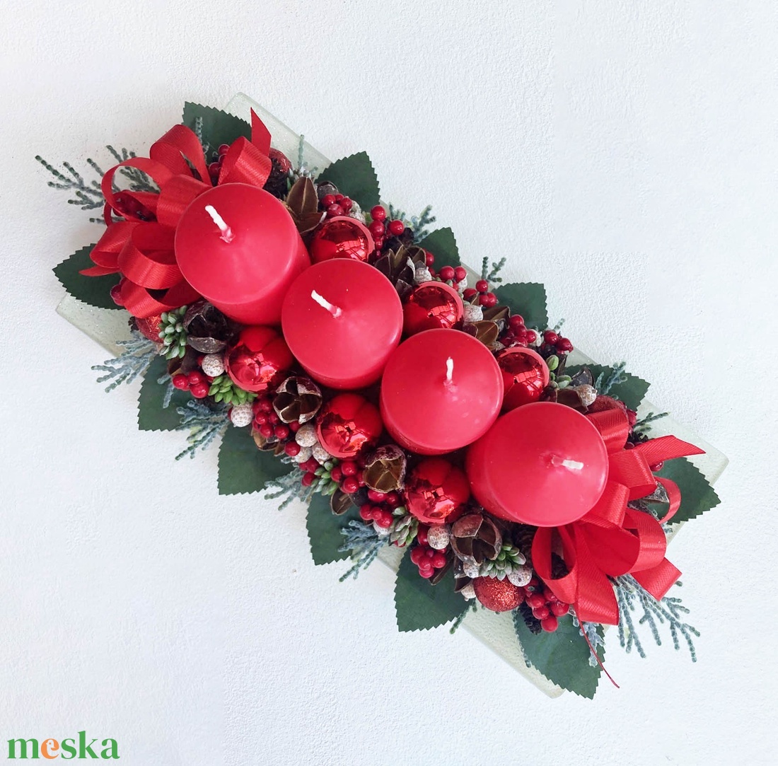 Adventi asztaldísz piros - karácsony - adventi díszek - adventi koszorú - Meska.hu Adventi asztaldísz piros - karácsony - adventi díszek - adventi koszorú - Meska.hu