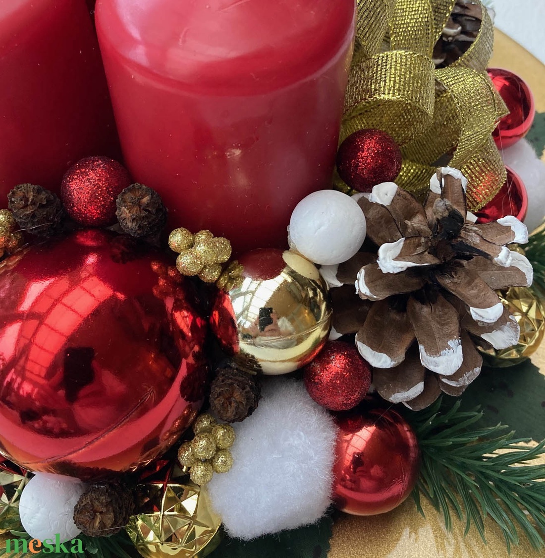 Adventi asztaldísz piros arany - karácsony - adventi díszek - adventi koszorú - Meska.hu Adventi asztaldísz piros arany - karácsony - adventi díszek - adventi koszorú - Meska.hu