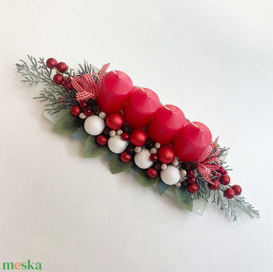 Adventi asztaldísz piros hamvas - karácsony - adventi díszek - adventi koszorú - Meska.hu Adventi asztaldísz piros hamvas - karácsony - adventi díszek - adventi koszorú - Meska.hu