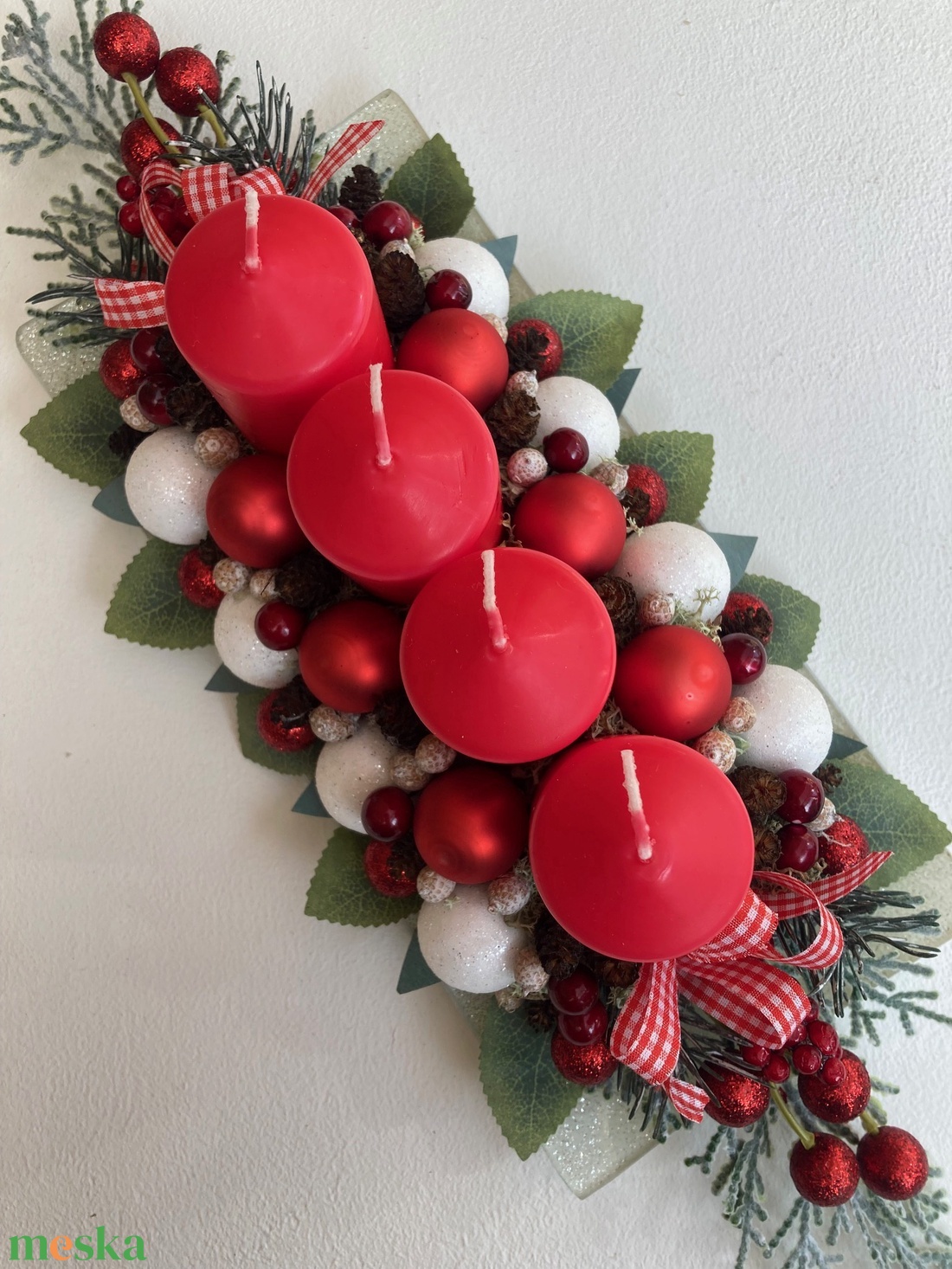 Adventi asztaldísz piros hamvas - karácsony - adventi díszek - adventi koszorú - Meska.hu Adventi asztaldísz piros hamvas - karácsony - adventi díszek - adventi koszorú - Meska.hu