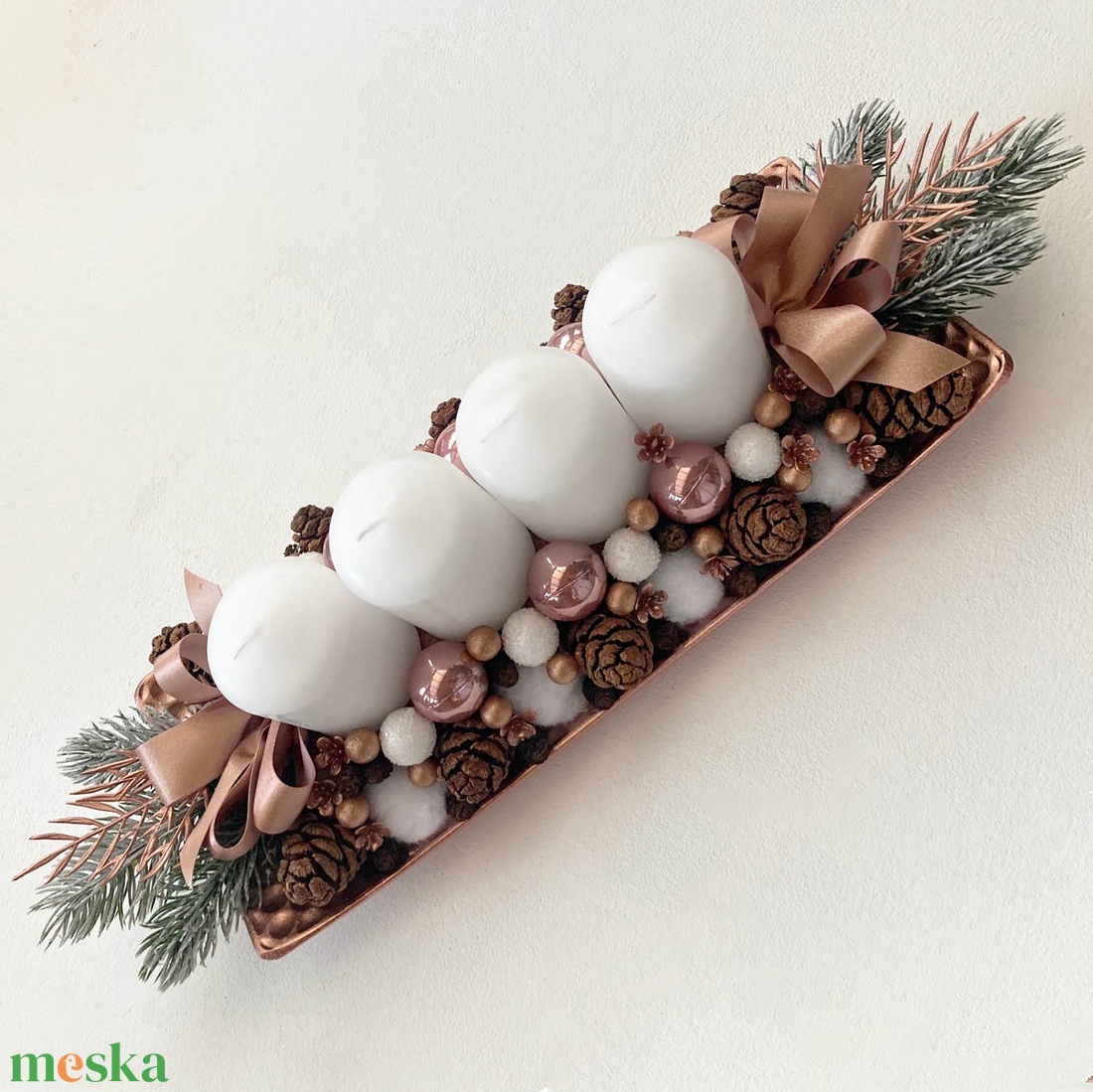 Adventi asztaldísz rose gold - karácsony - adventi díszek - adventi koszorú - Meska.hu