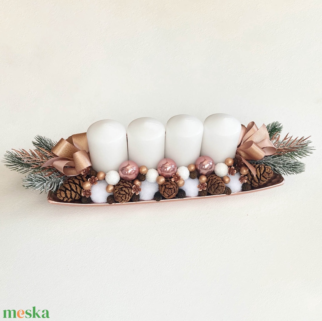 Adventi asztaldísz rose gold - karácsony - adventi díszek - adventi koszorú - Meska.hu