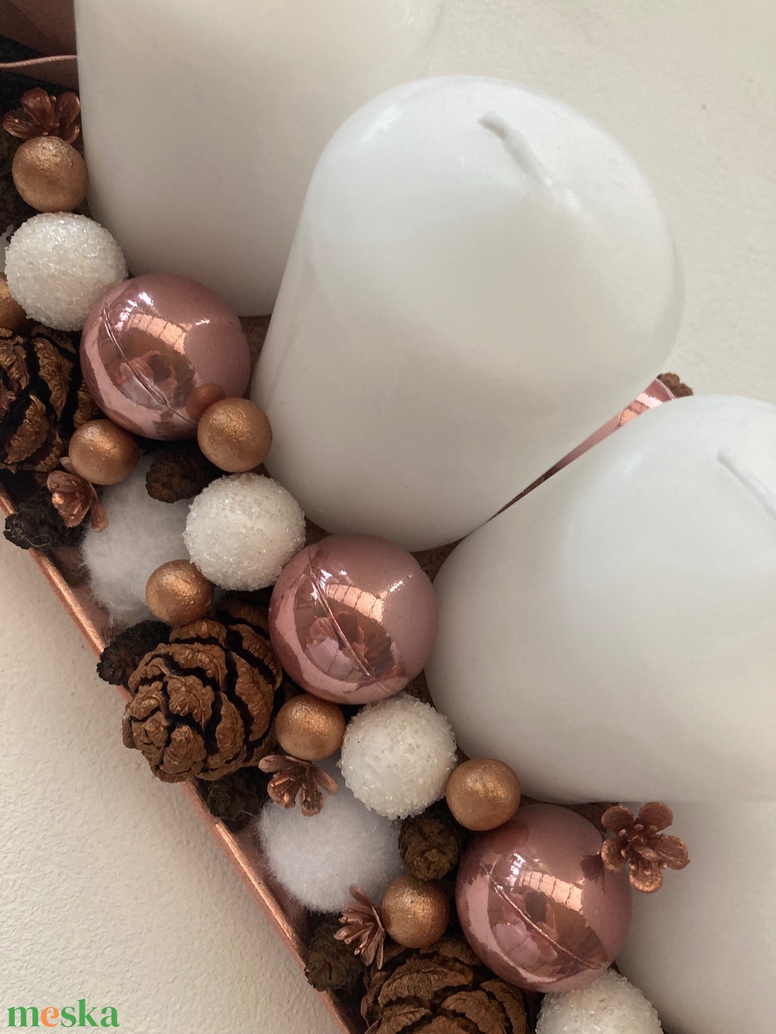 Adventi asztaldísz rose gold - karácsony - adventi díszek - adventi koszorú - Meska.hu