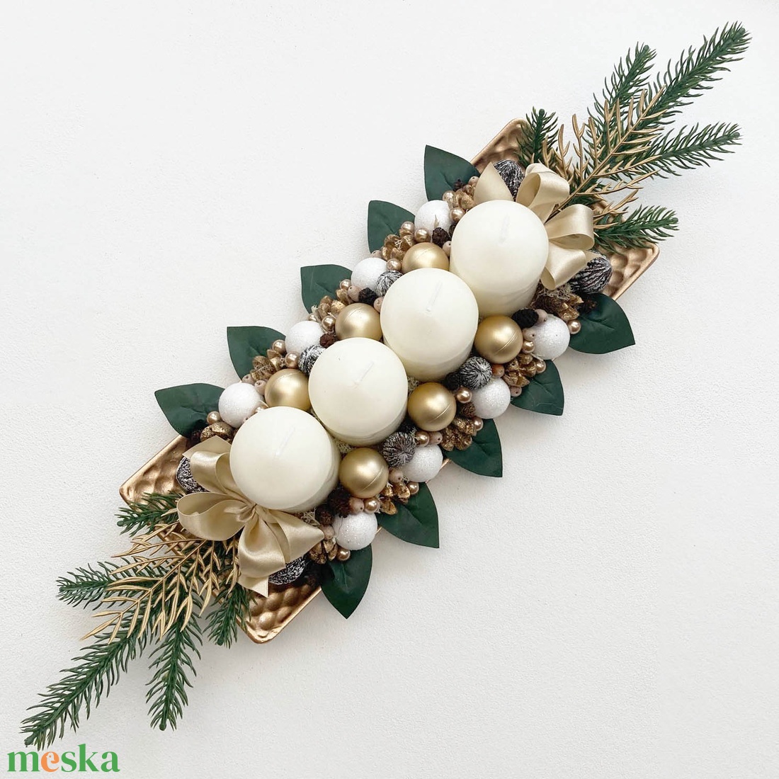 Adventi asztaldísz óarany - karácsony - adventi díszek - adventi koszorú - Meska.hu