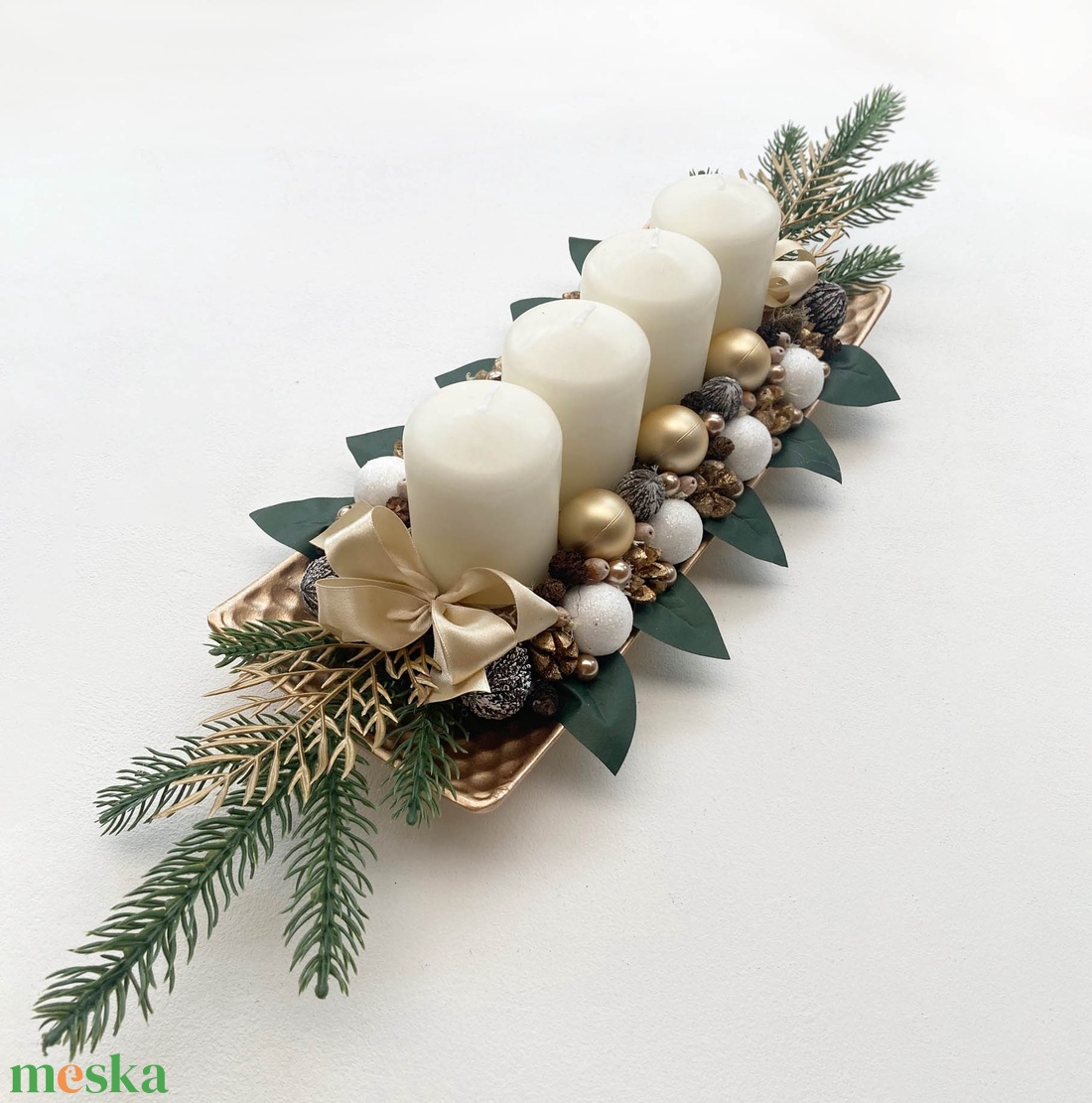 Adventi asztaldísz óarany - karácsony - adventi díszek - adventi koszorú - Meska.hu