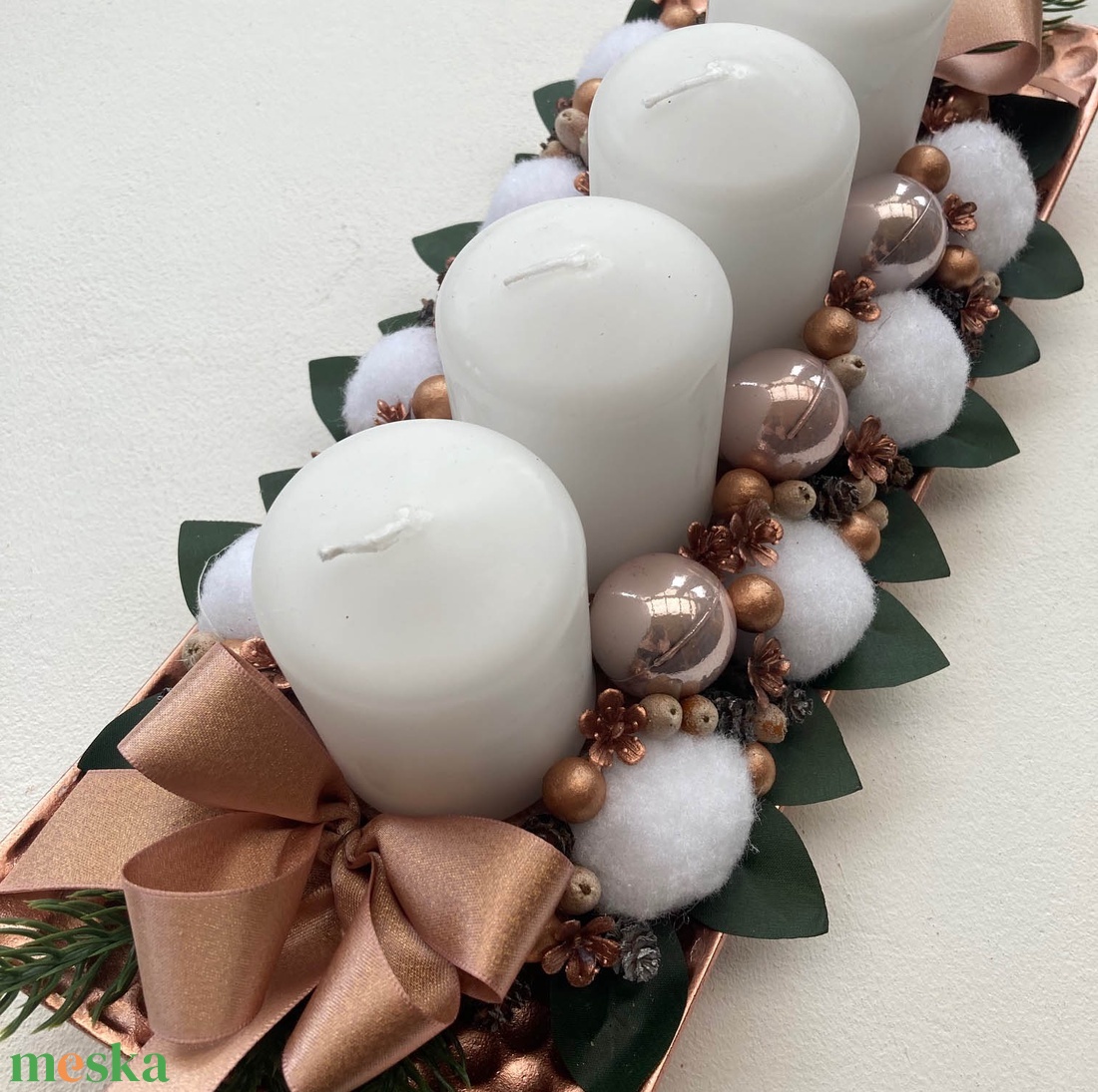 Adventi asztaldísz vörösréz színű - karácsony - adventi díszek - adventi koszorú - Meska.hu