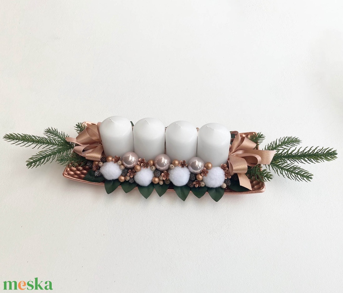 Adventi asztaldísz vörösréz színű - karácsony - adventi díszek - adventi koszorú - Meska.hu