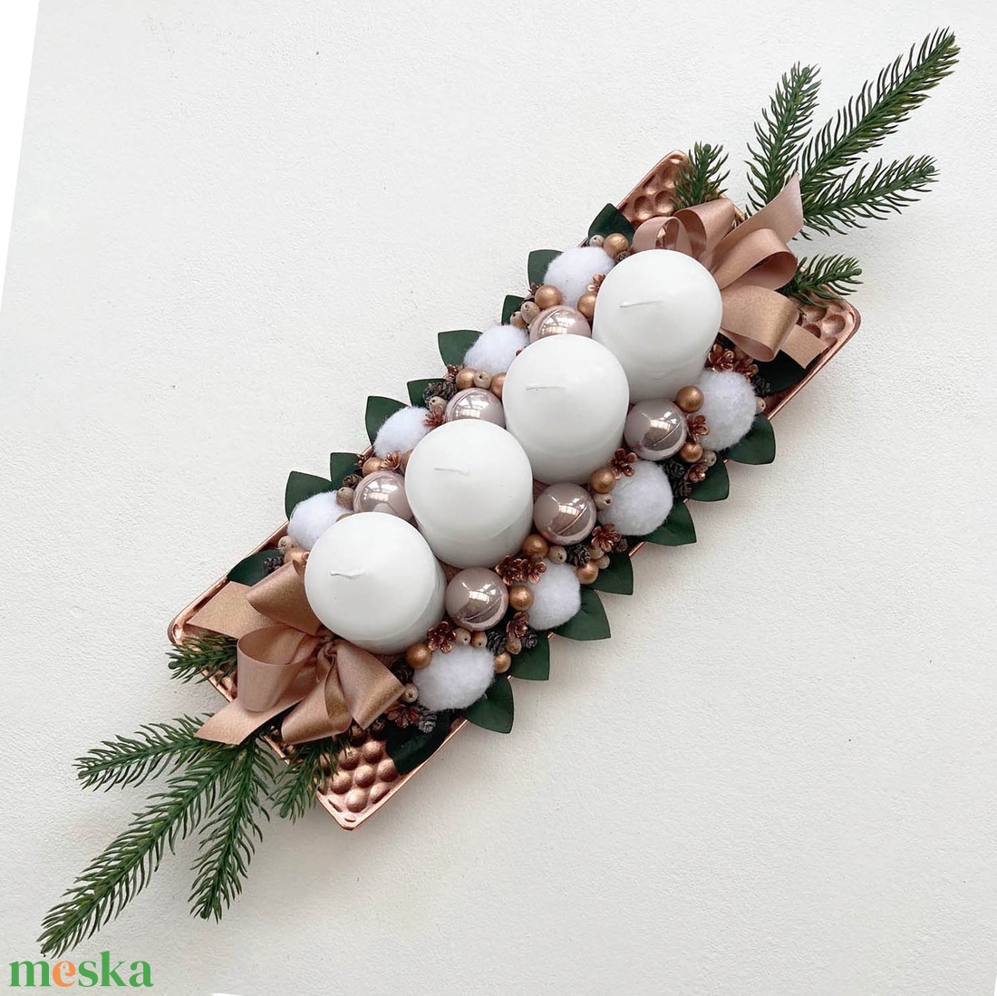 Adventi asztaldísz vörösréz színű - karácsony - adventi díszek - adventi koszorú - Meska.hu