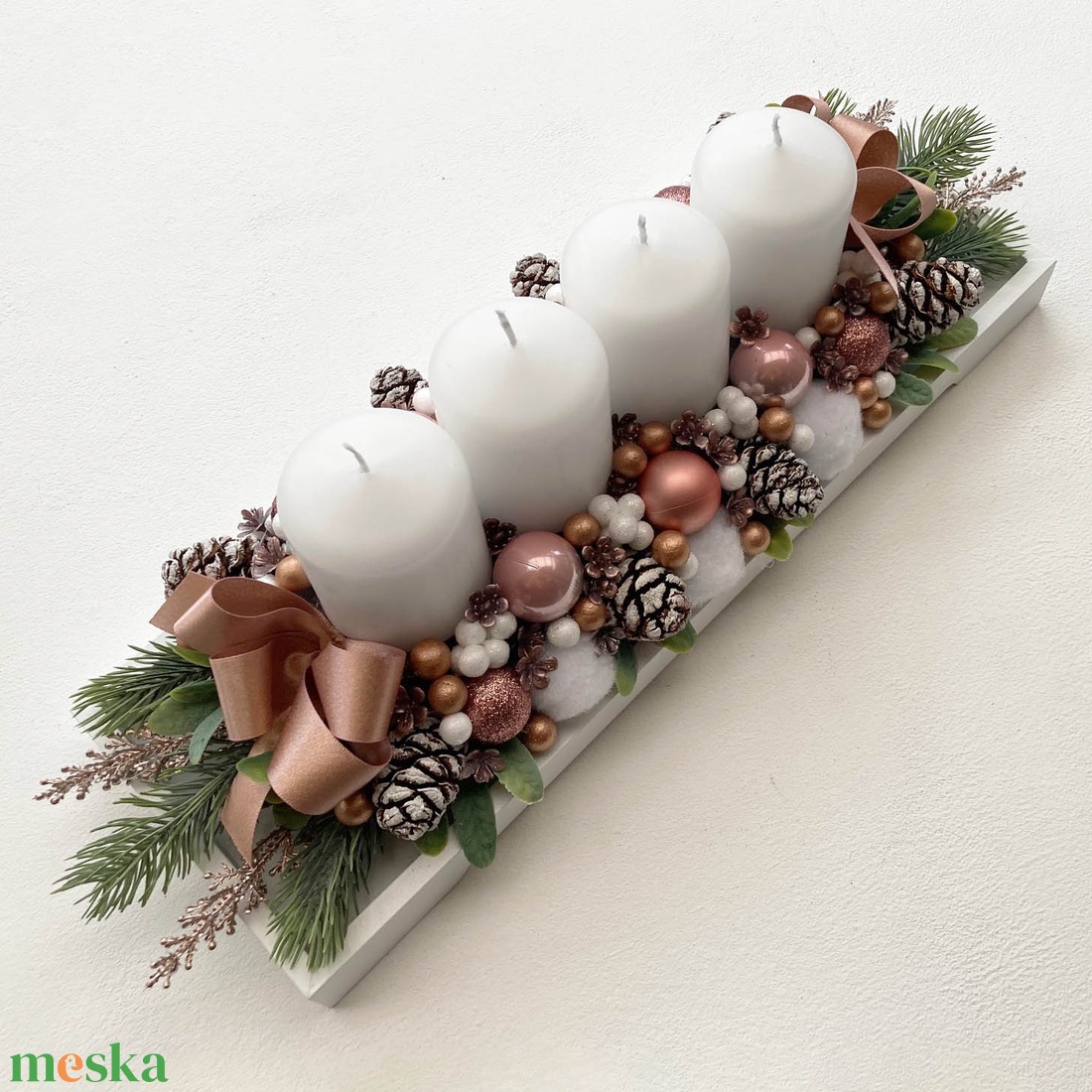 Adventi asztaldísz rose gold - karácsony - adventi díszek - adventi koszorú - Meska.hu