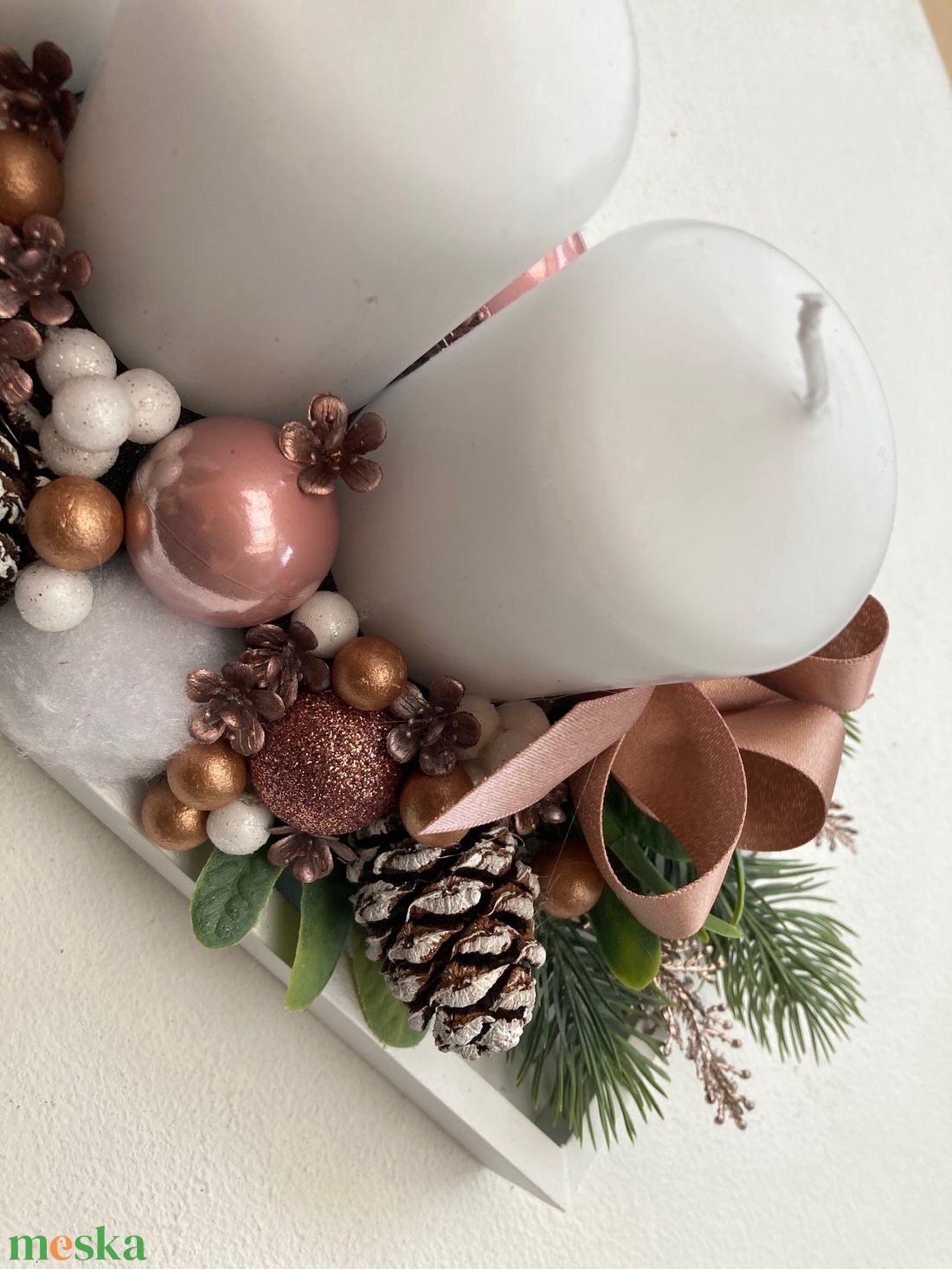 Adventi asztaldísz rose gold - karácsony - adventi díszek - adventi koszorú - Meska.hu