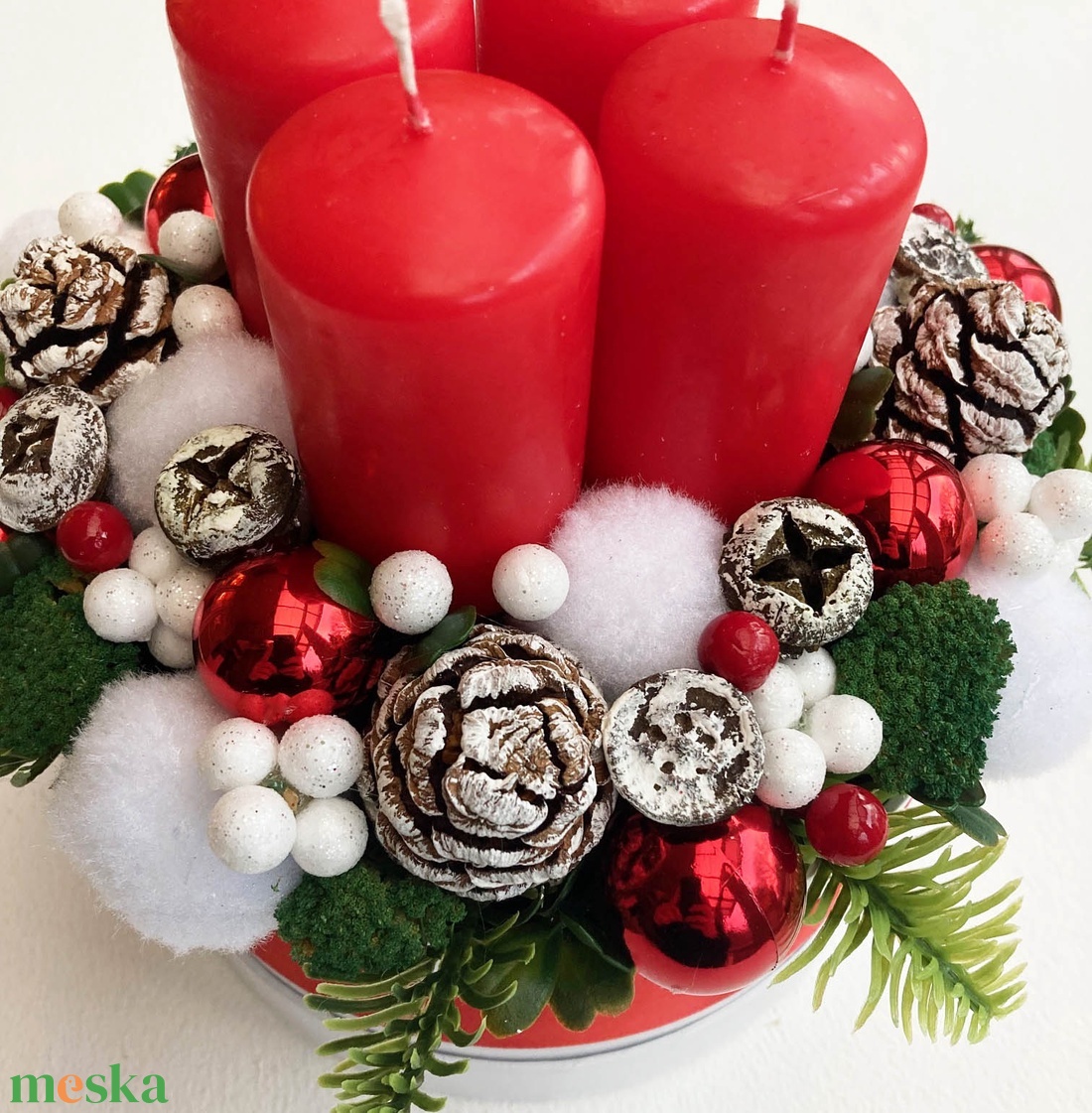 Adventi doboz piros gyertyákkal - karácsony - adventi díszek - adventi koszorú - Meska.hu