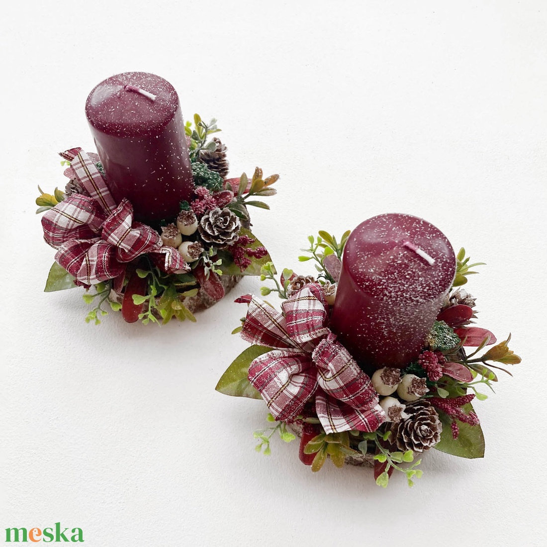 2db-os karácsonyi asztaldísz csomag bordó - karácsony - karácsonyi lakásdekoráció - karácsonyi lakásdíszek - Meska.hu