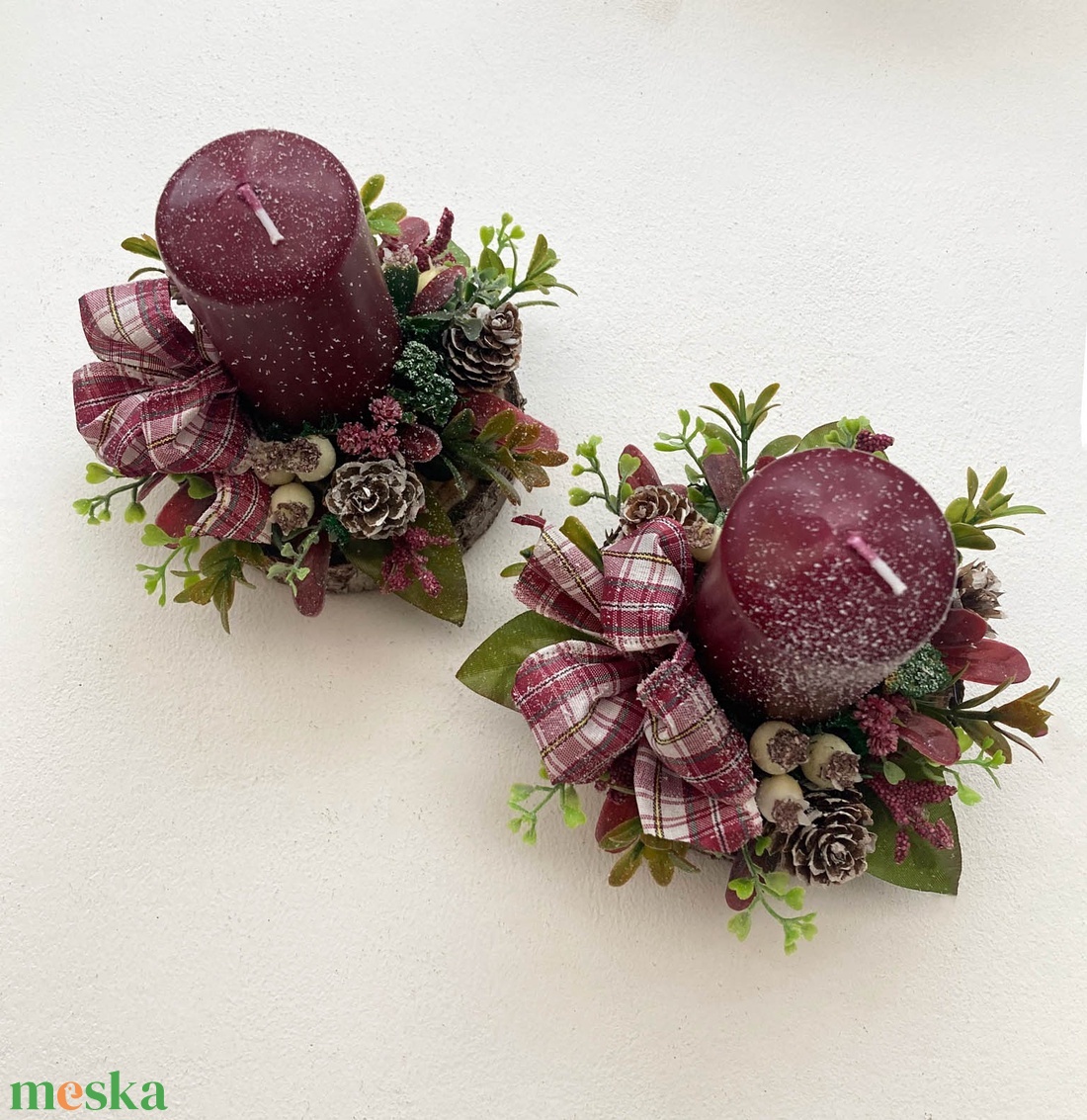 2db-os karácsonyi asztaldísz csomag bordó - karácsony - karácsonyi lakásdekoráció - karácsonyi lakásdíszek - Meska.hu