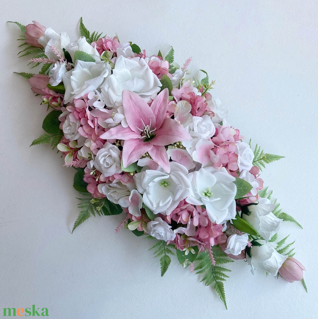 Rózsaszín selyemvirág asztaldísz - esküvő - dekoráció - asztaldísz - Meska.hu