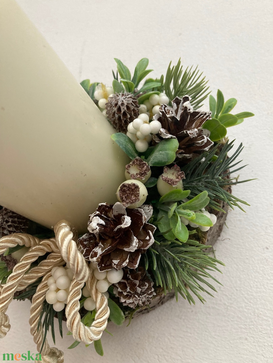 Karácsonyi asztaldísz bogyós közepes - karácsony - adventi díszek - adventi asztaldísz - Meska.hu