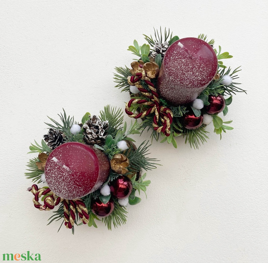 2db-os karácsonyi asztaldísz csomag bordó - karácsony - karácsonyi lakásdekoráció - karácsonyi lakásdíszek - Meska.hu