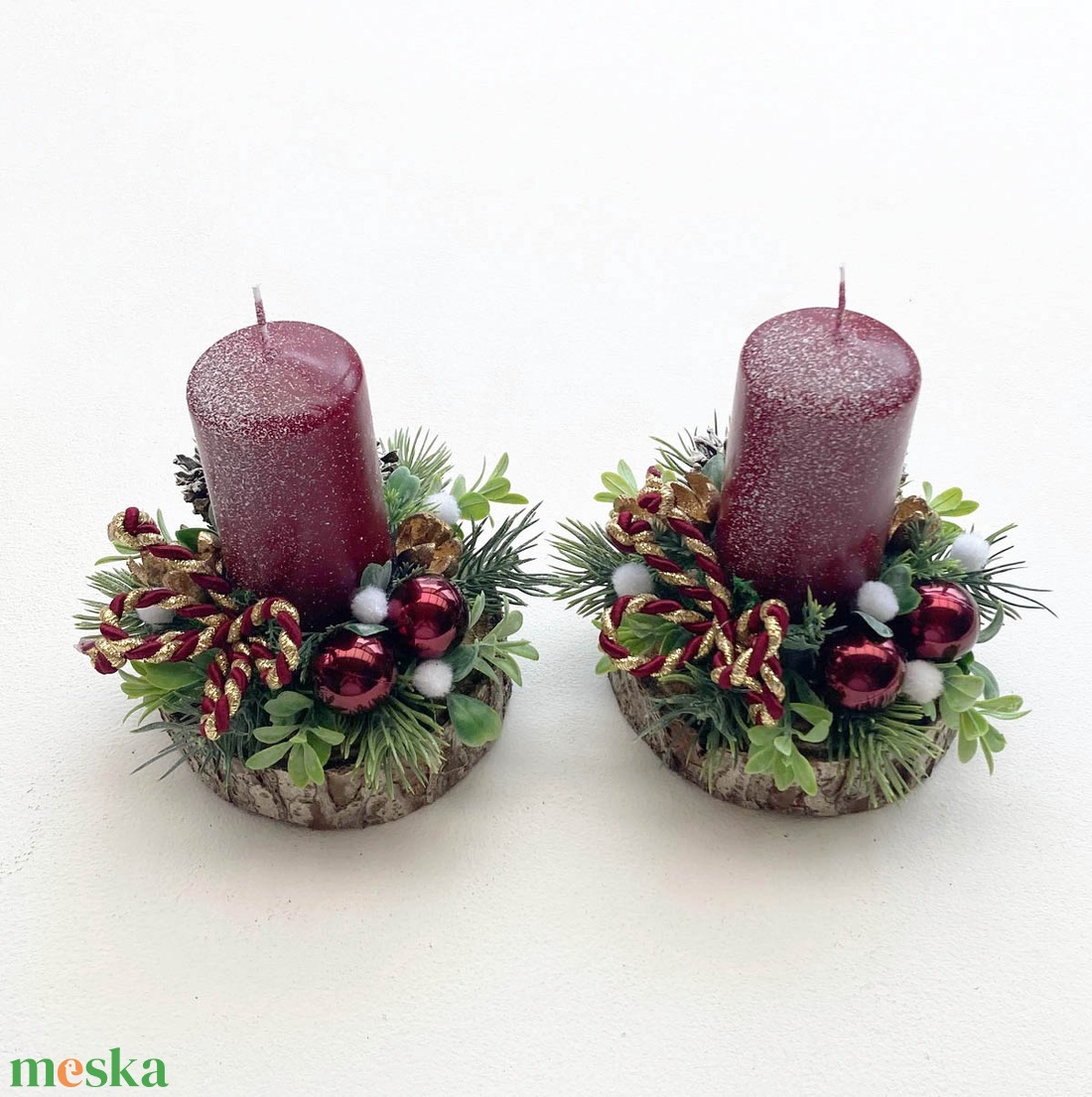 2db-os karácsonyi asztaldísz csomag bordó - karácsony - karácsonyi lakásdekoráció - karácsonyi lakásdíszek - Meska.hu