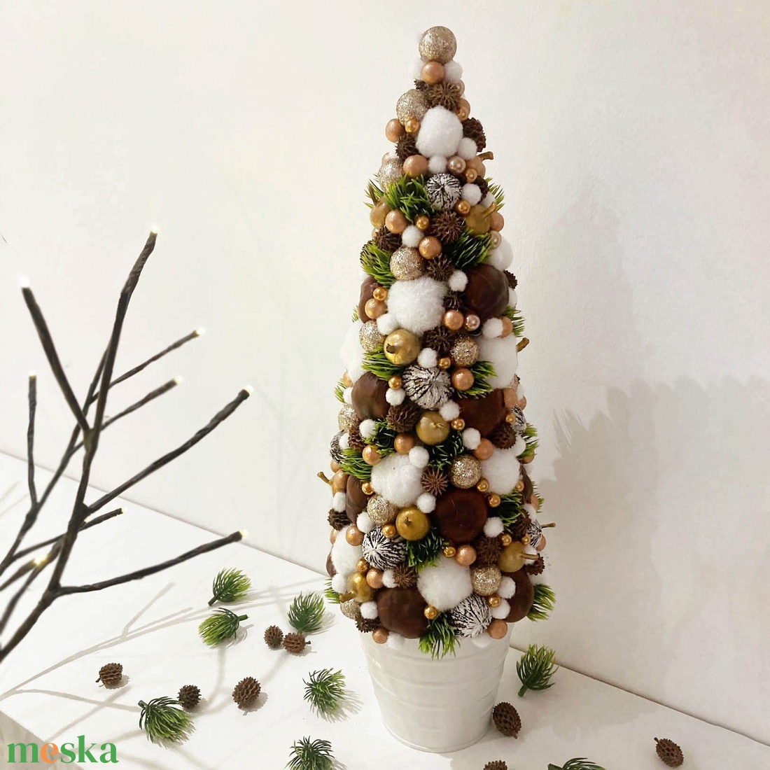 Mini karácsonyfa (grincsfa) arany - karácsony - karácsonyi lakásdekoráció - karácsonyfa, grincsfa - Meska.hu
