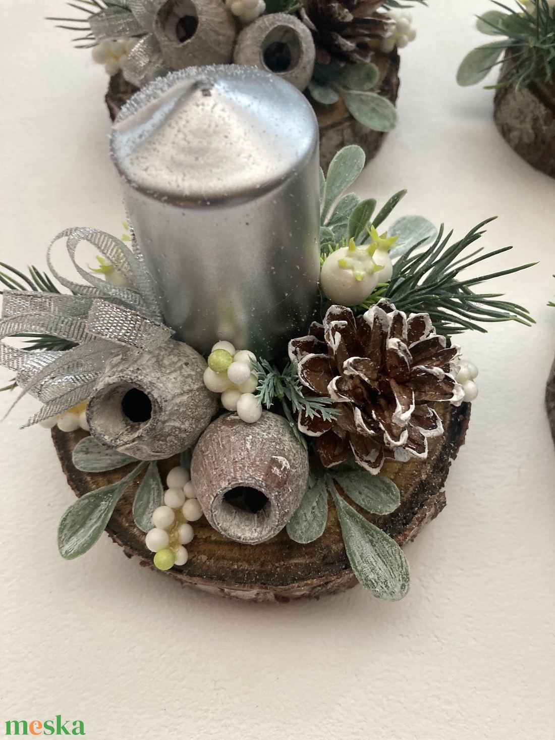 4db-os karácsonyi asztaldísz csomag ezüst - karácsony - karácsonyi lakásdekoráció - karácsonyi lakásdíszek - Meska.hu