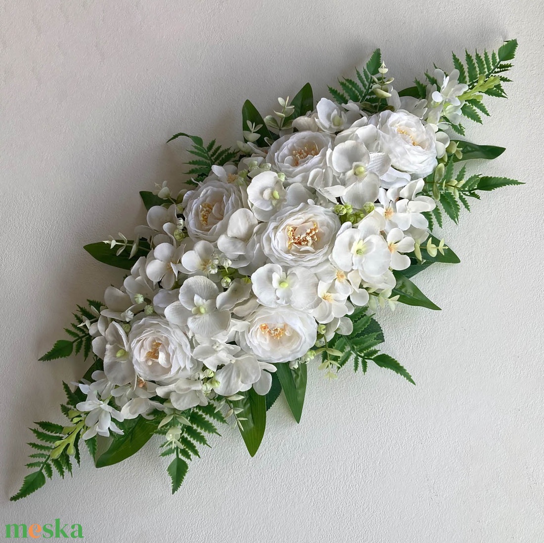 Selyemvirág asztaldísz fehér - esküvő - dekoráció - asztaldísz - Meska.hu