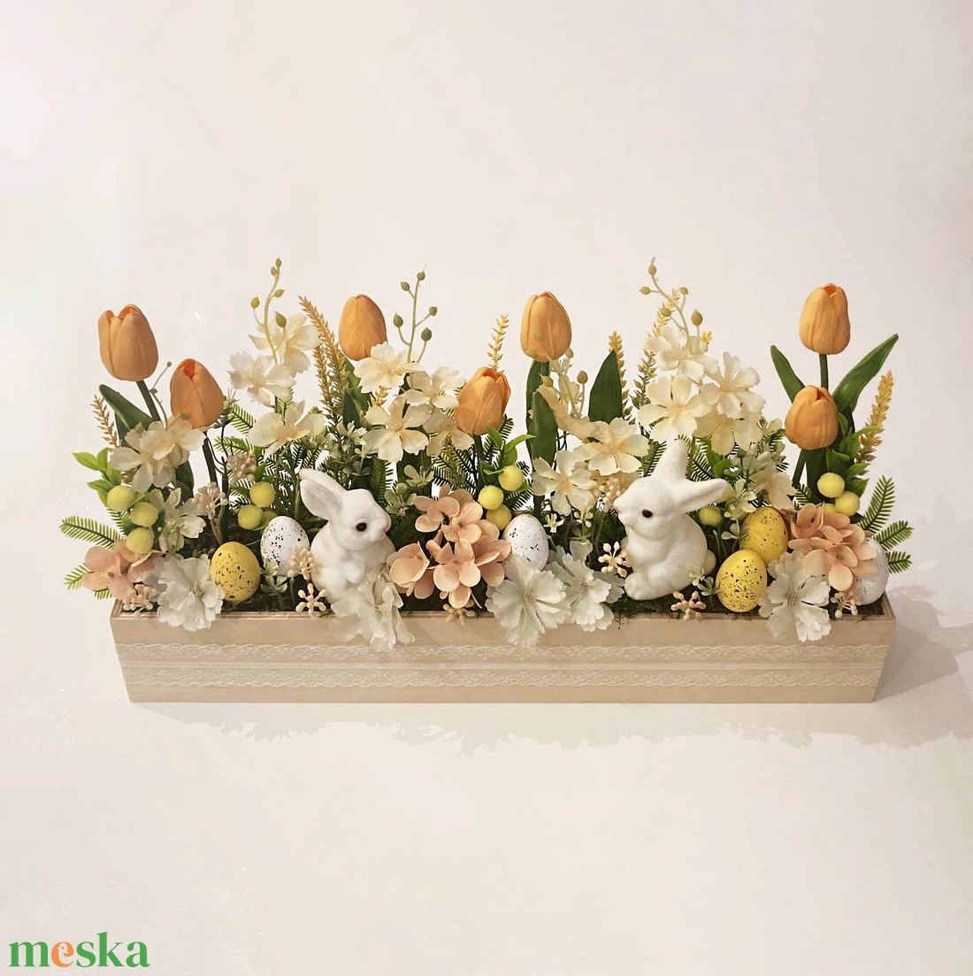 Nagy húsvéti virágláda asztaldísz - ünnepi díszek, dekorációk - húsvéti díszek és dekorációk - húsvéti asztaldíszek - Meska.hu