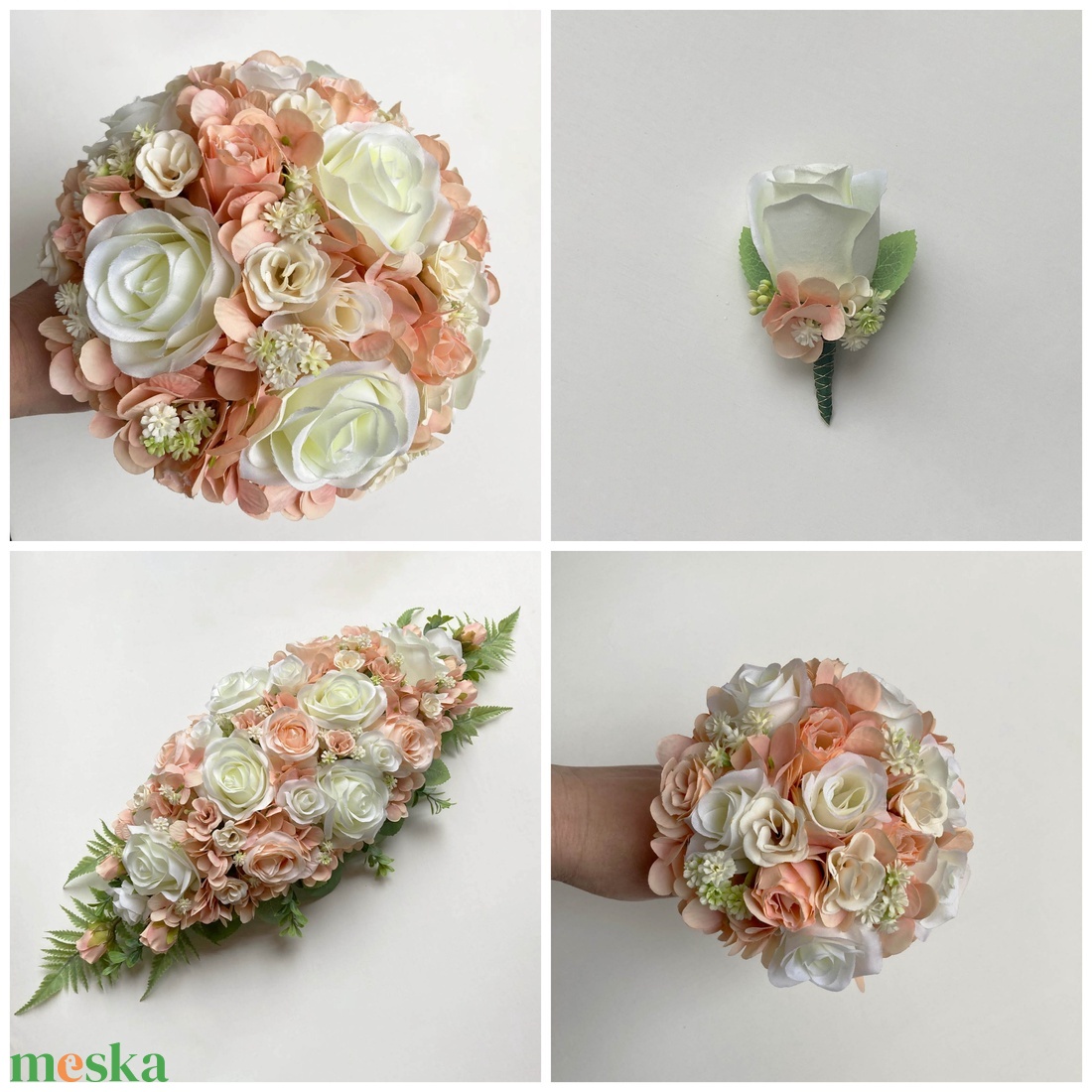 Menyasszonyi szett rendelésre - esküvő - menyasszonyi- és dobócsokor - Meska.hu