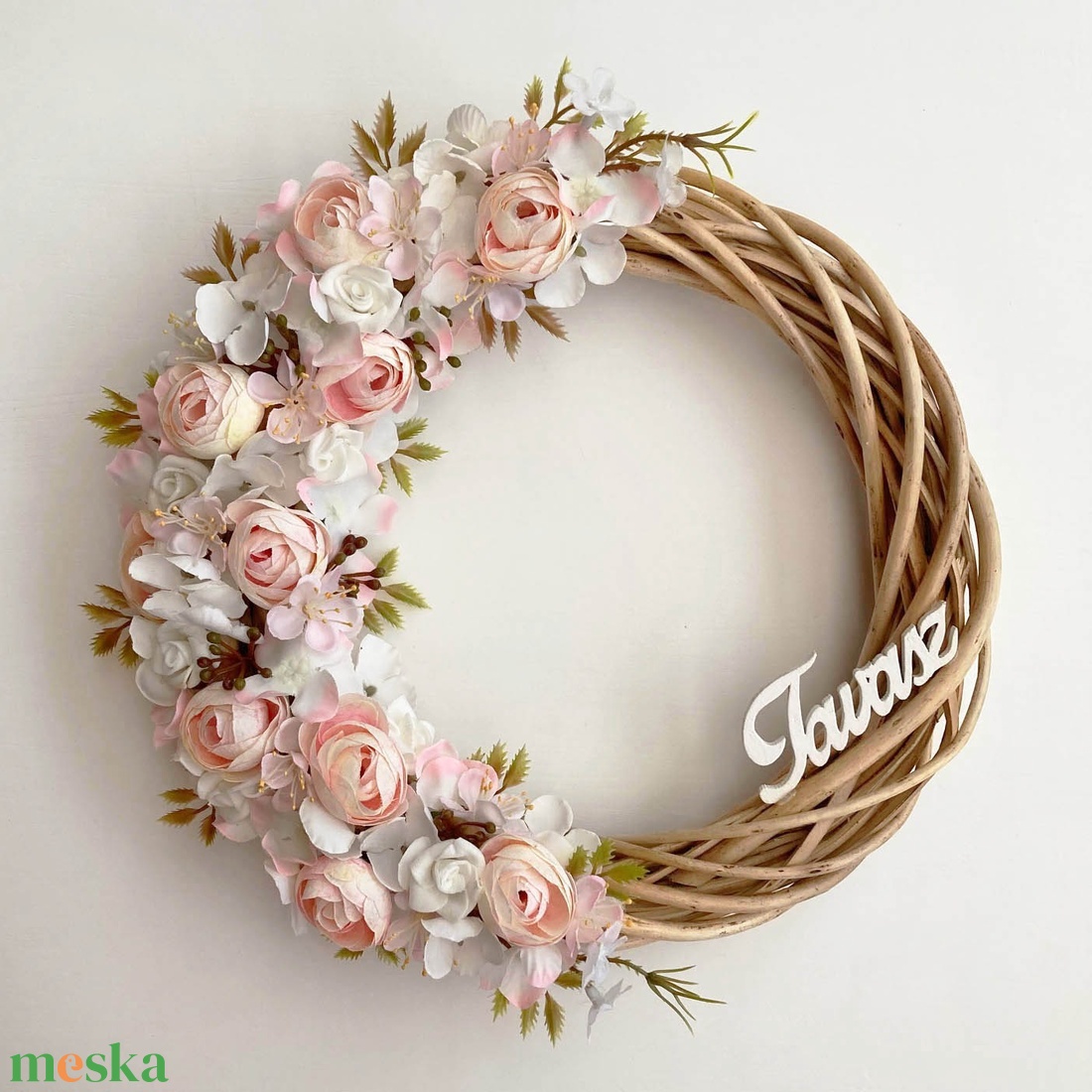 Púder ajtódísz 'Tavasz' - otthon & életmód - dekoráció - ajtó- és ablak dekoráció - ajtódísz & kopogtató - Meska.hu