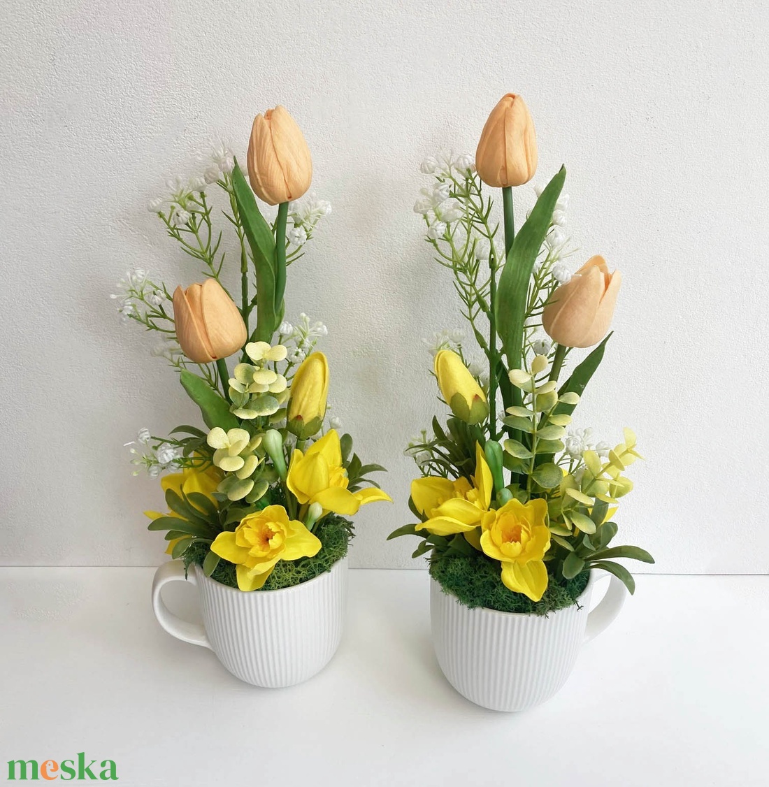 Bögrés tavaszi asztaldísz csomag 2db - otthon & életmód - dekoráció - asztal és polc dekoráció - asztaldísz - Meska.hu