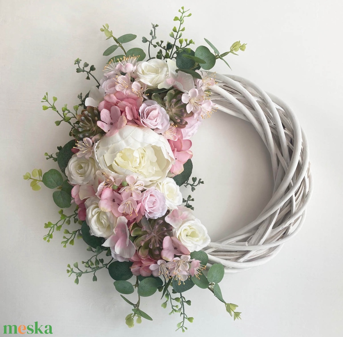 Romantikus ajtódísz rózsákkal - otthon & életmód - dekoráció - ajtó- és ablak dekoráció - ajtódísz & kopogtató - Meska.hu