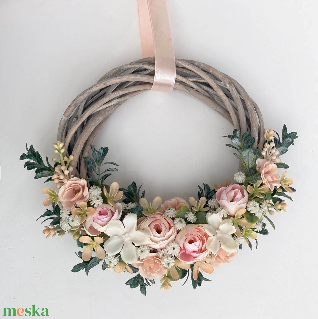 Vintage tavaszi ajtódísz púder - otthon & életmód - dekoráció - ajtó- és ablak dekoráció - ajtódísz & kopogtató - Meska.hu