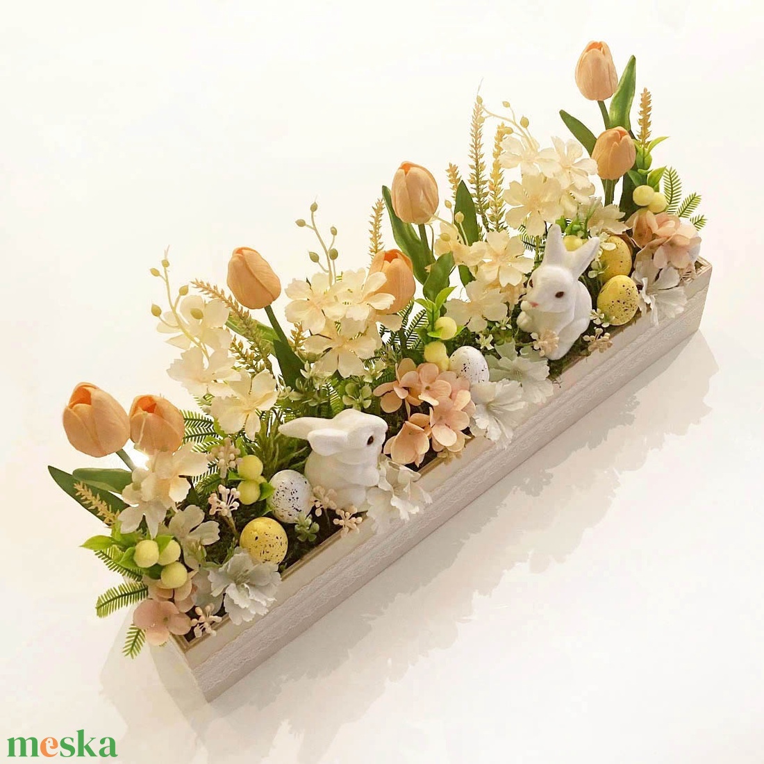 Nagy húsvéti virágláda asztaldísz - ünnepi díszek, dekorációk - húsvéti díszek és dekorációk - húsvéti asztaldíszek - Meska.hu