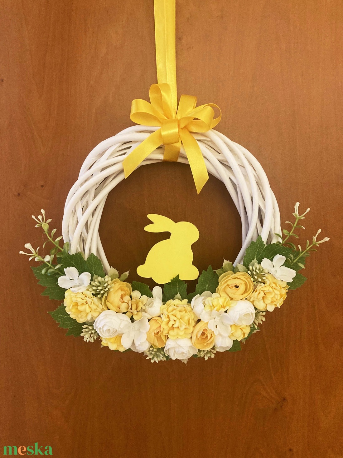 Húsvéti ajtódísz sárga - ünnepi díszek, dekorációk - húsvéti díszek és dekorációk - húsvéti ajtódísz, kopogtató - Meska.hu