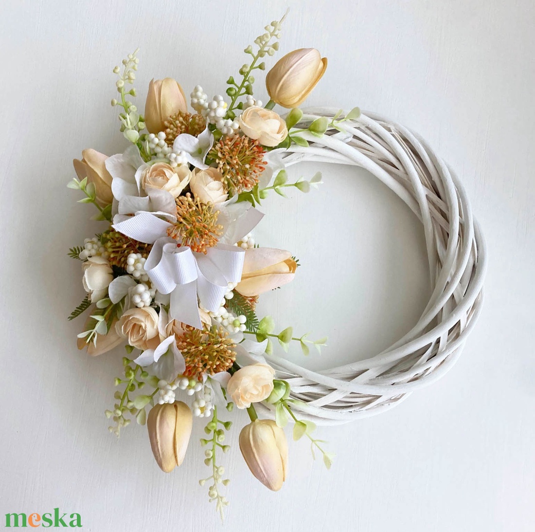 Tavaszi tulipános ajtódísz - otthon & életmód - dekoráció - ajtó- és ablak dekoráció - ajtódísz & kopogtató - Meska.hu