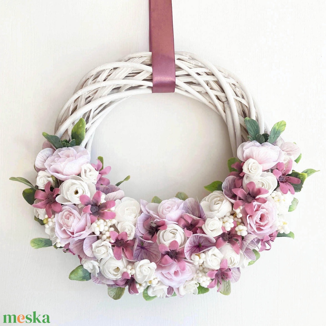 Tavaszi ajtódísz mályva - otthon & életmód - dekoráció - ajtó- és ablak dekoráció - ajtódísz & kopogtató - Meska.hu