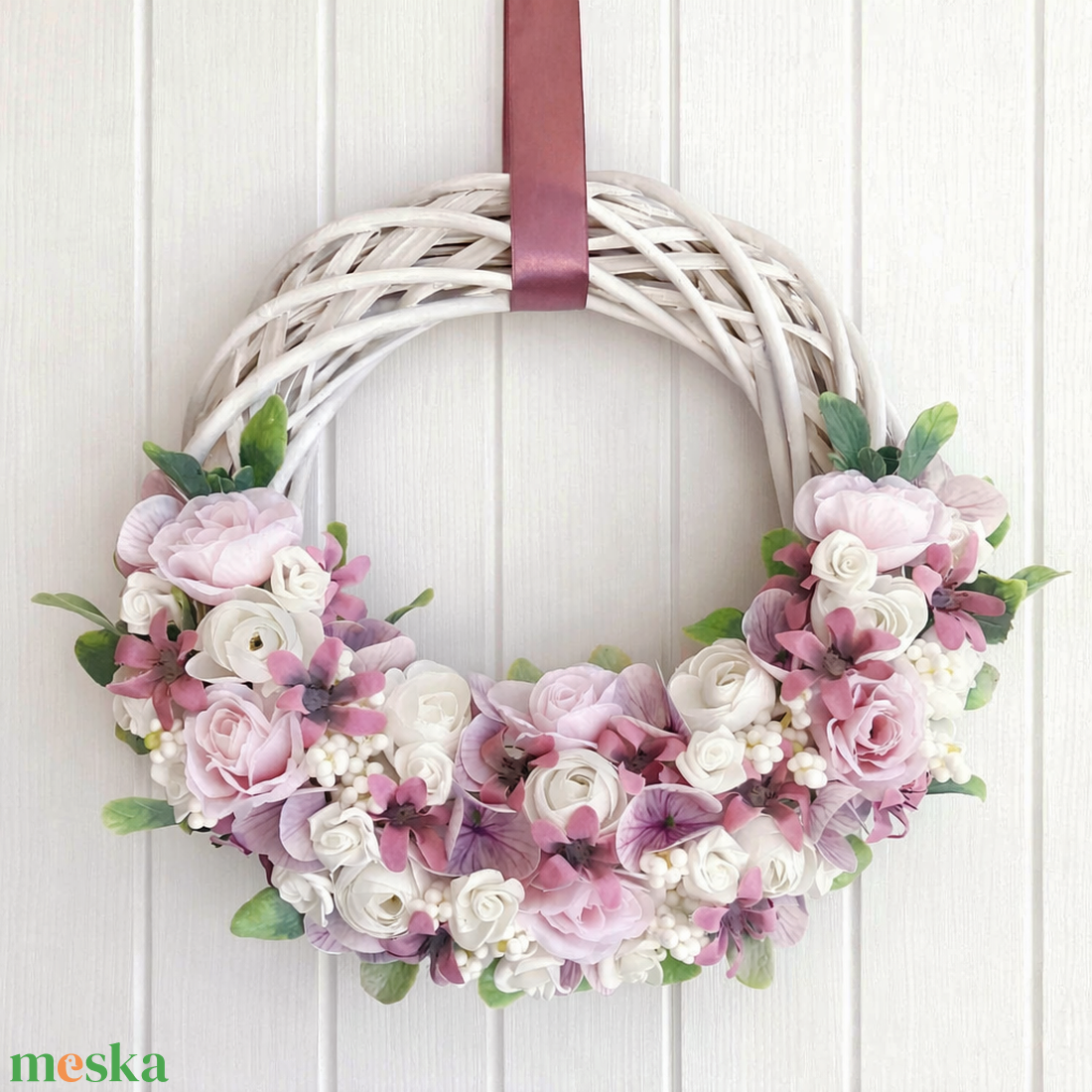 Tavaszi ajtódísz mályva - otthon & életmód - dekoráció - ajtó- és ablak dekoráció - ajtódísz & kopogtató - Meska.hu