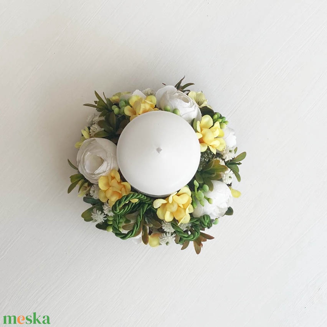 Tavaszi asztaldísz gyertyás - ünnepi díszek, dekorációk - húsvéti díszek és dekorációk - húsvéti asztaldíszek - Meska.hu