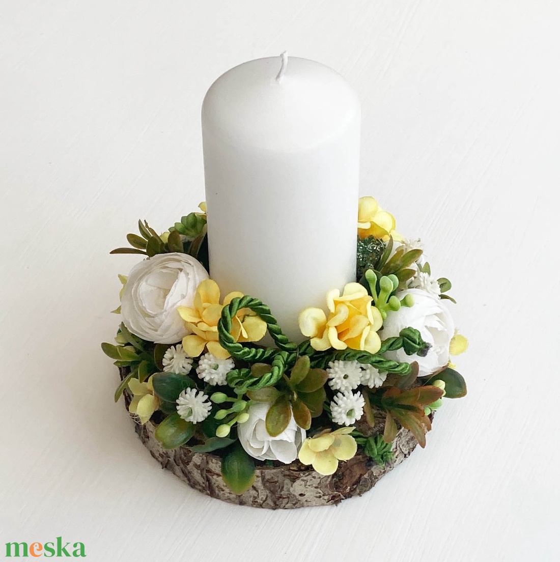 Tavaszi asztaldísz gyertyás - ünnepi díszek, dekorációk - húsvéti díszek és dekorációk - húsvéti asztaldíszek - Meska.hu