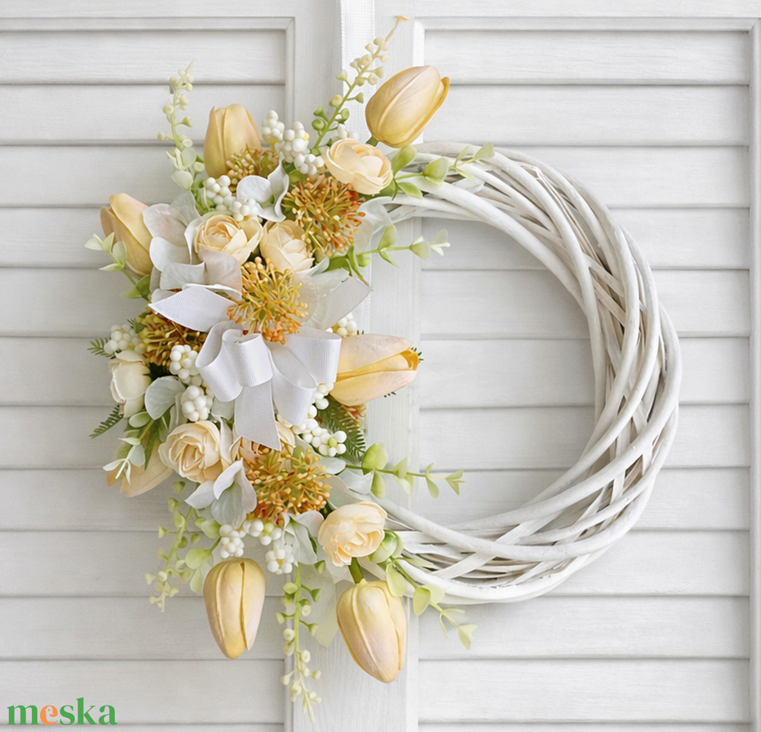 Tavaszi tulipános ajtódísz - otthon & életmód - dekoráció - ajtó- és ablak dekoráció - ajtódísz & kopogtató - Meska.hu