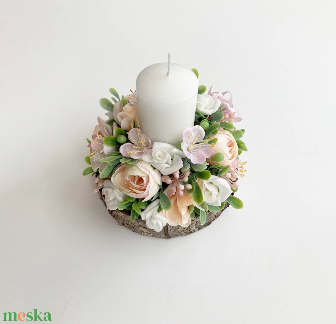 Tavaszi asztaldísz gyertyás púder - ünnepi díszek, dekorációk - húsvéti díszek és dekorációk - húsvéti asztaldíszek - Meska.hu