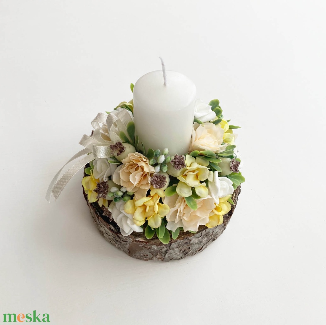 Tavaszi asztaldísz gyertyás barack - ünnepi díszek, dekorációk - húsvéti díszek és dekorációk - húsvéti asztaldíszek - Meska.hu