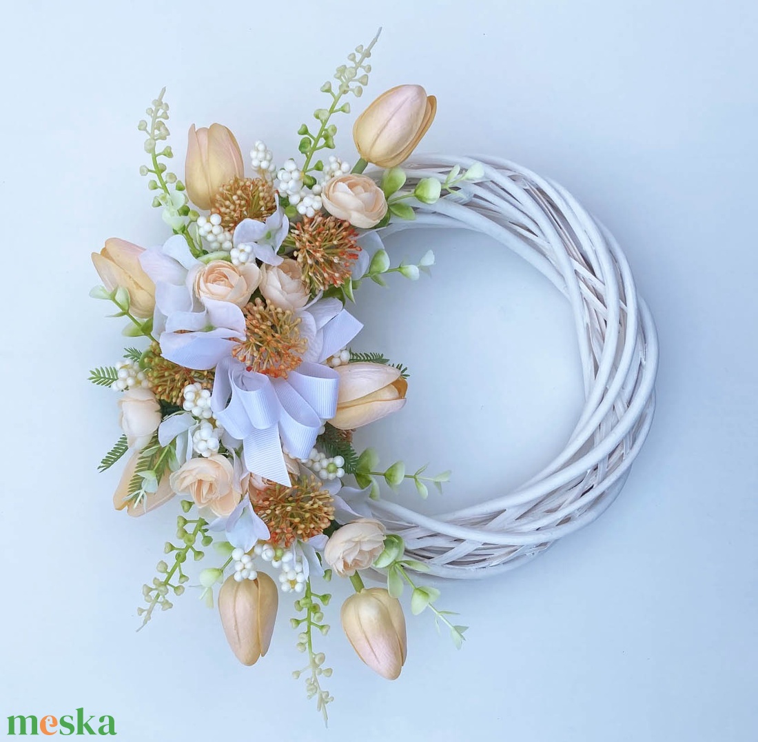 Tavaszi tulipános ajtódísz - otthon & életmód - dekoráció - ajtó- és ablak dekoráció - ajtódísz & kopogtató - Meska.hu