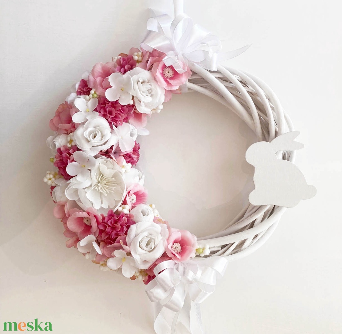 Húsvéti ajtódísz pink - ünnepi díszek, dekorációk - húsvéti díszek és dekorációk - húsvéti ajtódísz, kopogtató - Meska.hu