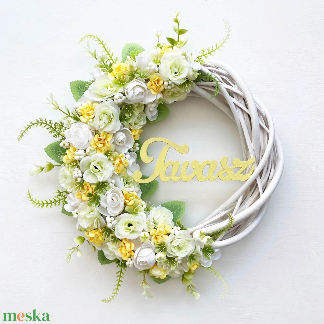 Tavaszi virágos ajtódísz - otthon & életmód - dekoráció - ajtó- és ablak dekoráció - ajtódísz & kopogtató - Meska.hu