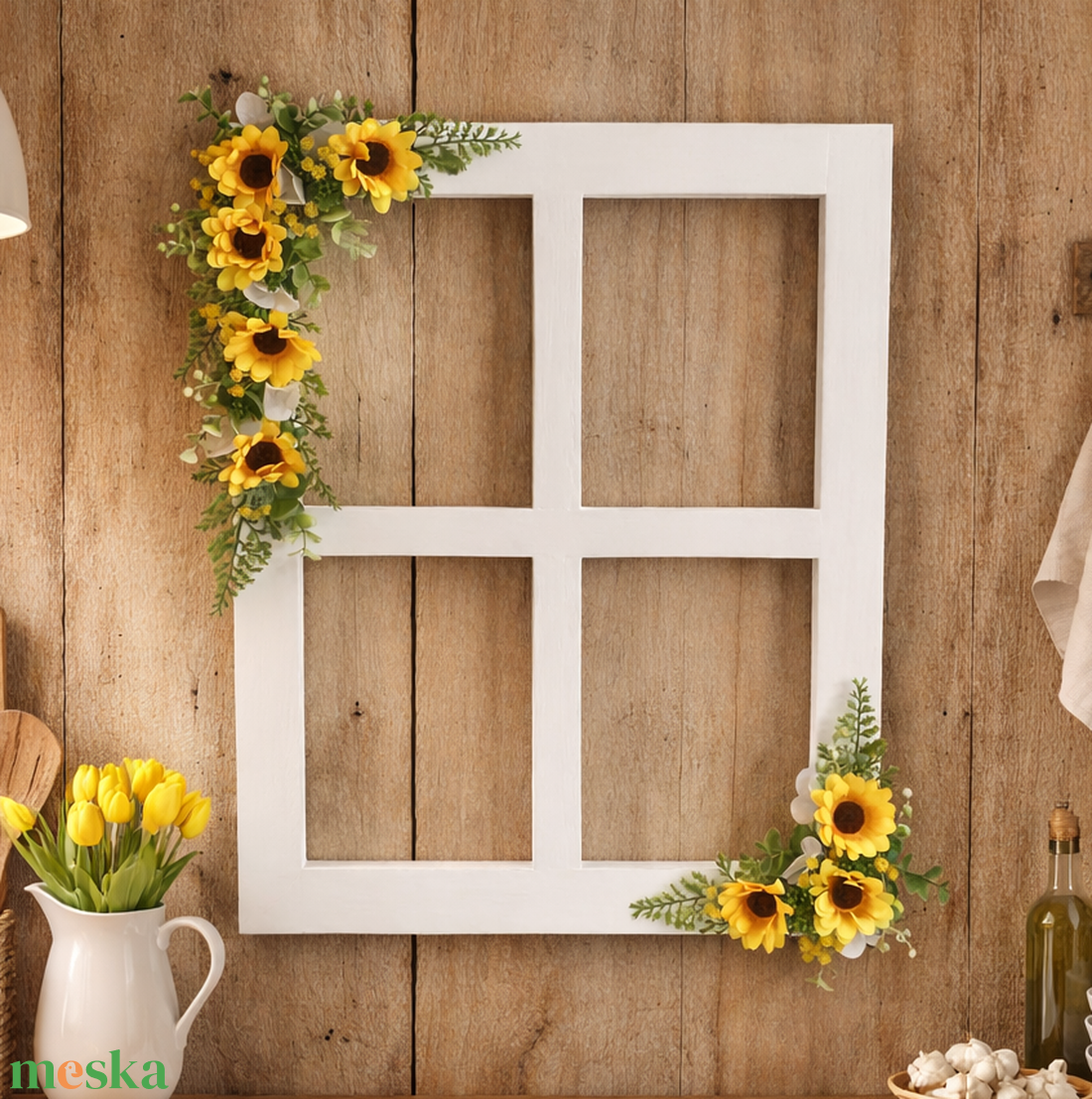 Napraforgós fali dísz ablakkereten - ünnepi díszek, dekorációk - húsvéti díszek és dekorációk - húsvéti asztaldíszek - Meska.hu