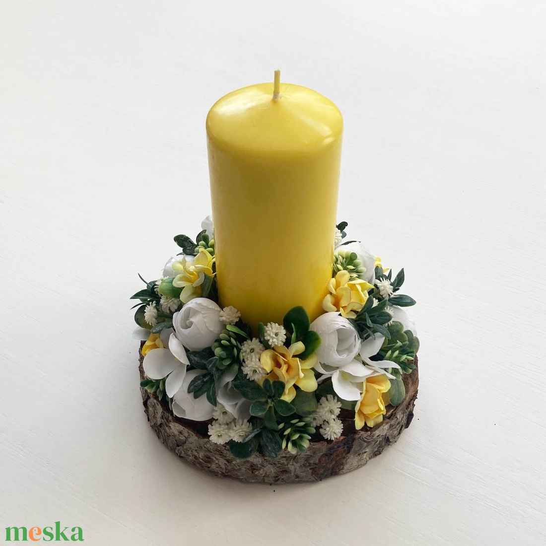 Tavaszi asztaldísz gyertyás - ünnepi díszek, dekorációk - húsvéti díszek és dekorációk - húsvéti asztaldíszek - Meska.hu